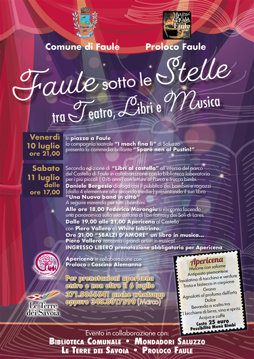Faule sotto le stelle tra teatro, libri e musica