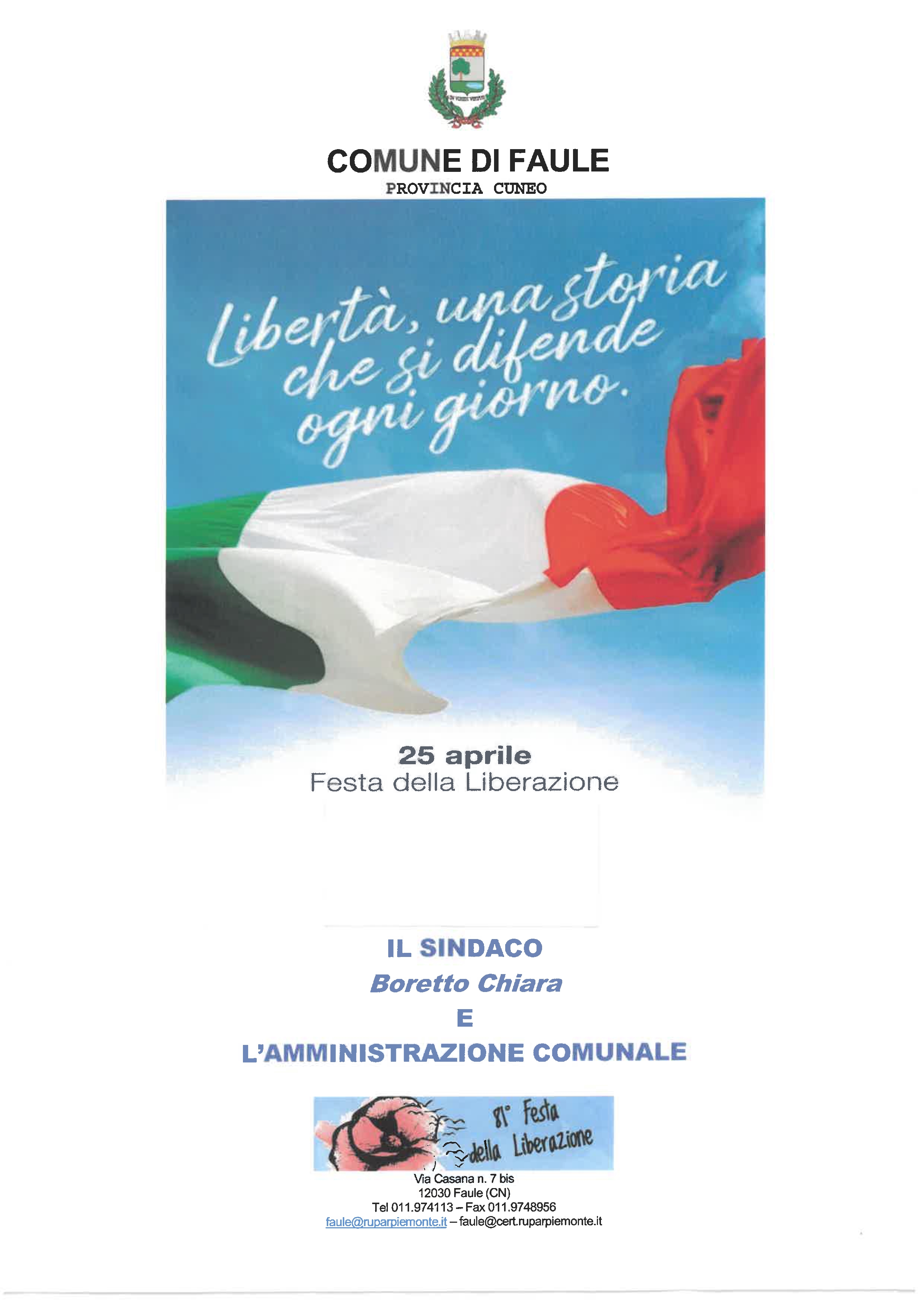 25 Aprile 2026 - 81^ anno Festa della Liberazione